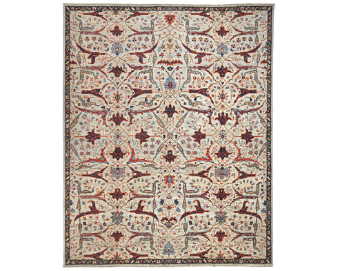 9x12 Gray Aryana Afghan Hand Knotted Veg Dye Wool Area Rug